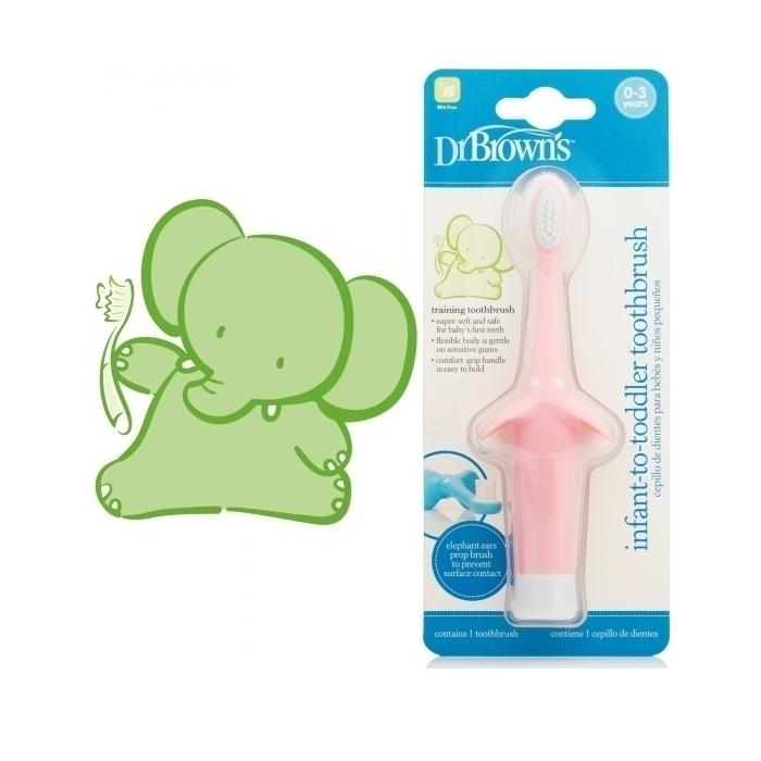 Dr. Brown’s Βρεφική Οδοντόβουρτσα Ελεφαντάκι Ροζ HG 013